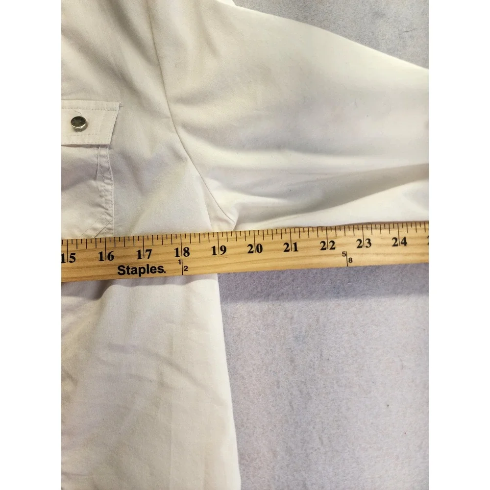 Christopher & Banks White Roll Tab Sleeve Button Up Utility Shirt Top Large